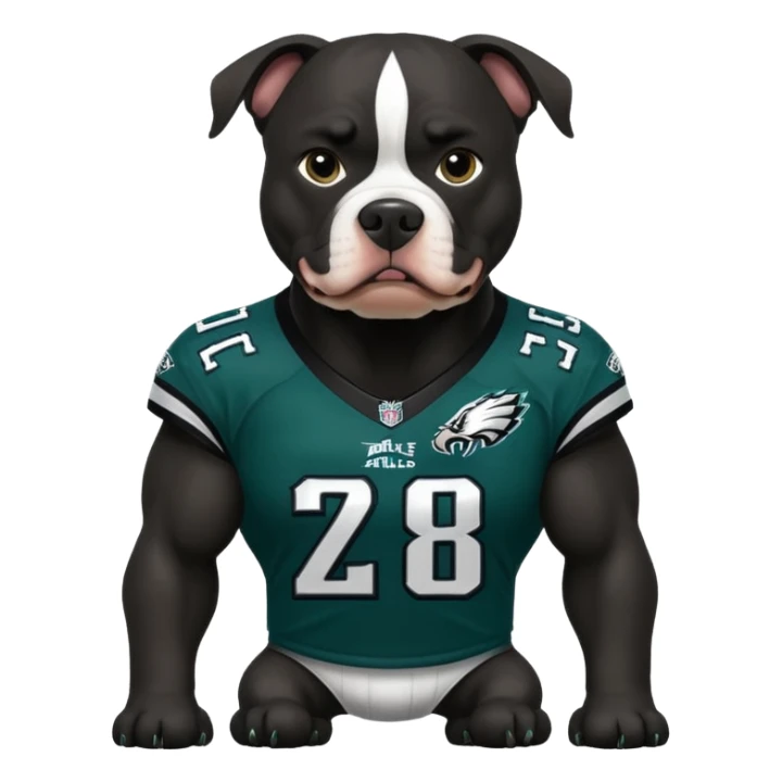 Chunky Black pitbull dog wear Philadelphia eagles  sticker
