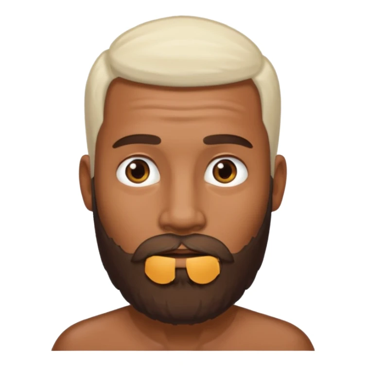 Hombre marrón bronceado con la pelada sin broncear y barba sticker