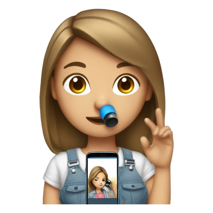 A girl uses her phone to take photos sticker