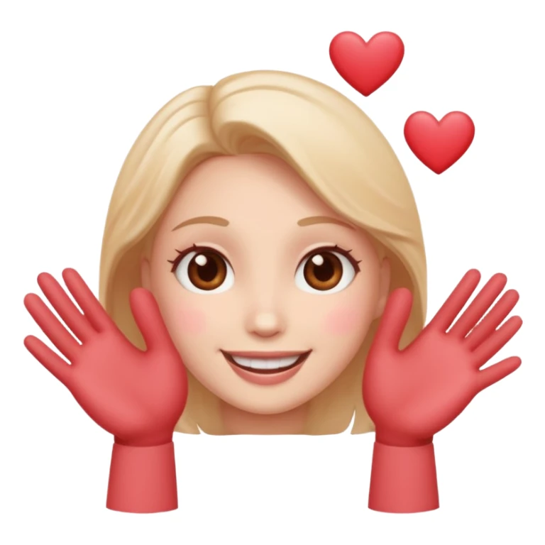 Smiling face with hearts, blush and hands reaching out sticker