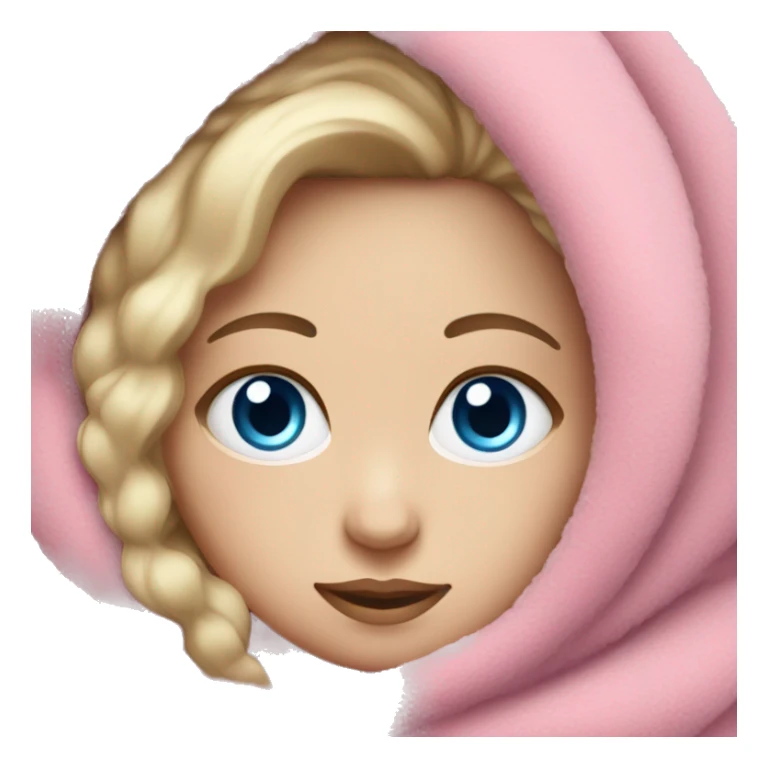 White girl with blue eyes wrapped in fuzzy pink blanket sticker