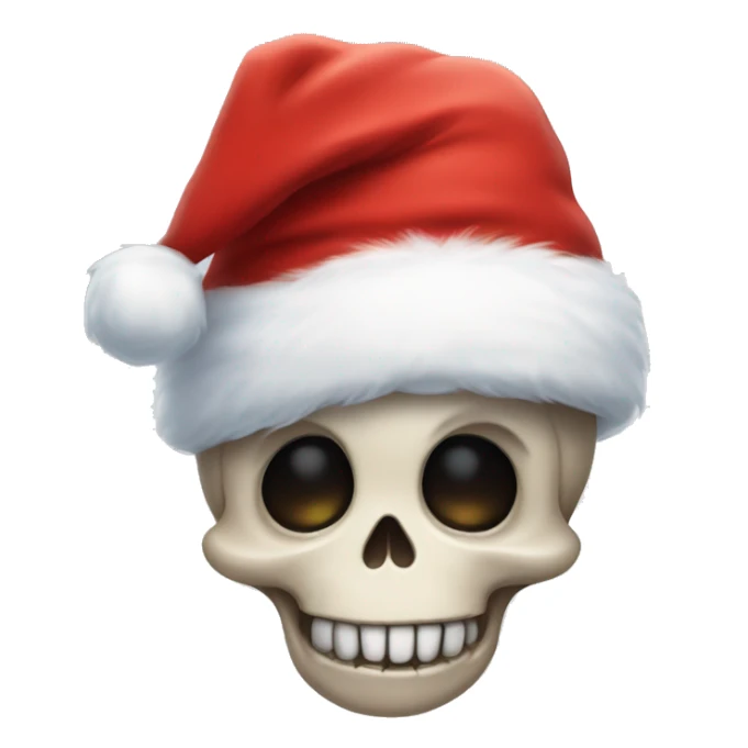 Cute, happy little skull wearing a fluffy Santa hat. sticker