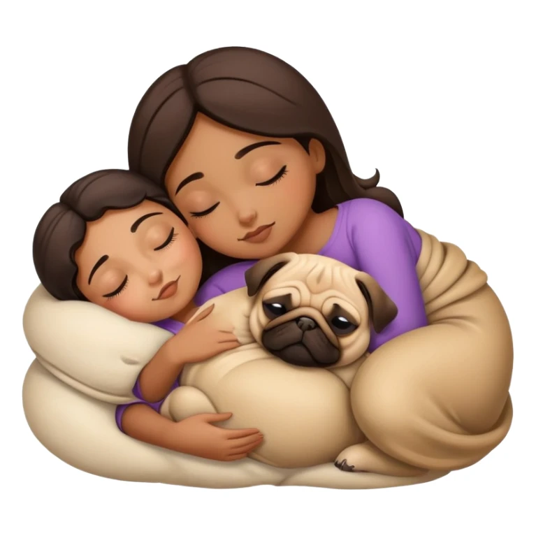 pug with a brown girl sleeping  sticker
