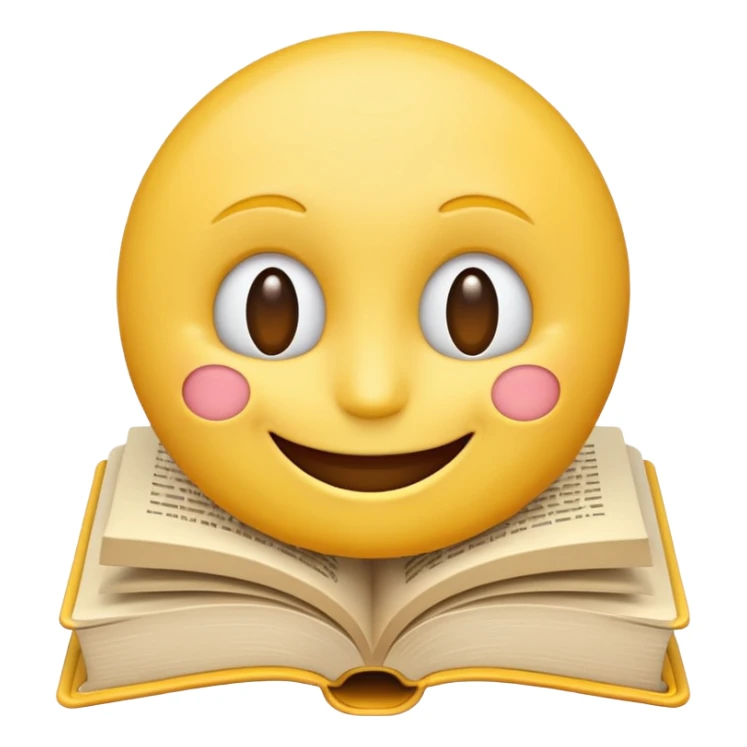 smiling face emoji with an open book in front sticker