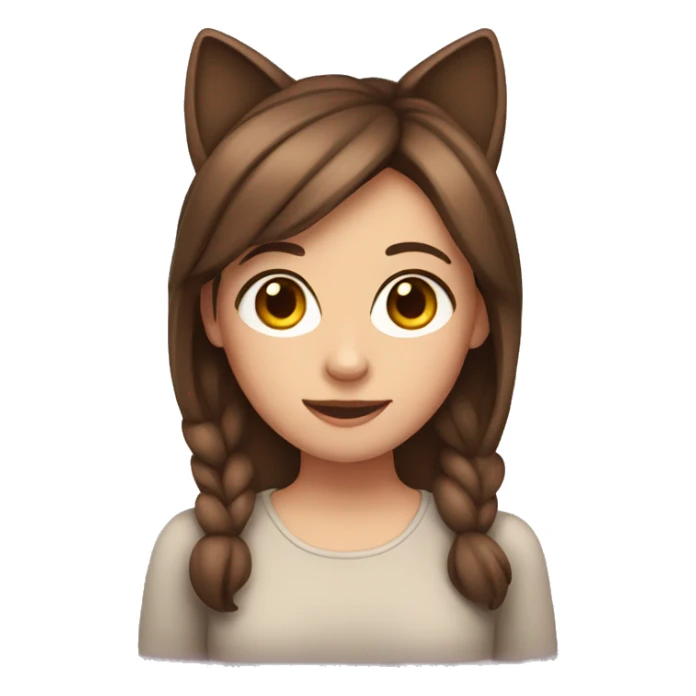 girl with cat ears brown hair sticker
