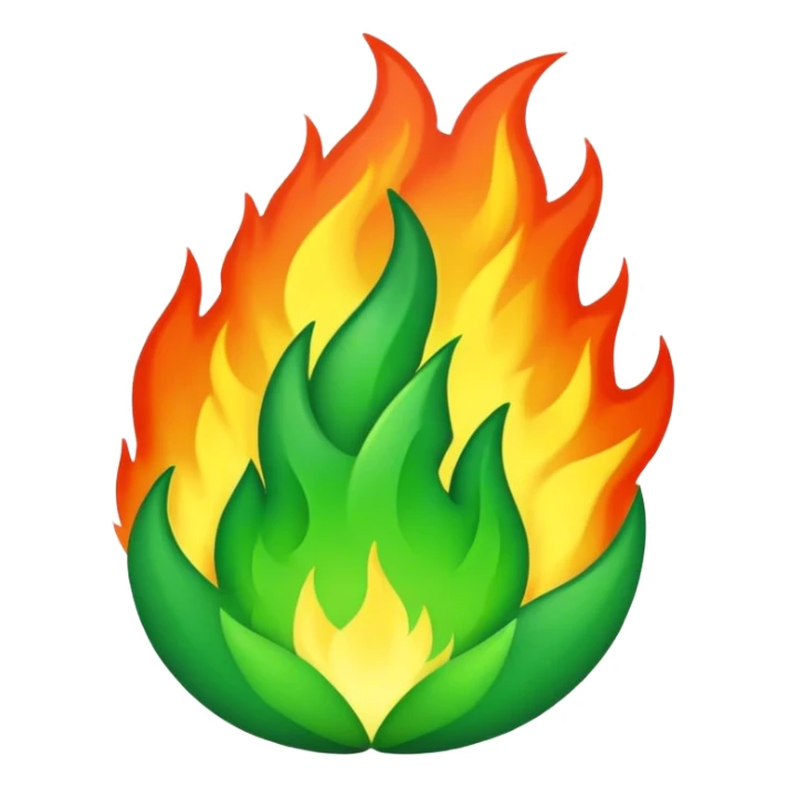 Cinematic Realistic full green fire sticker