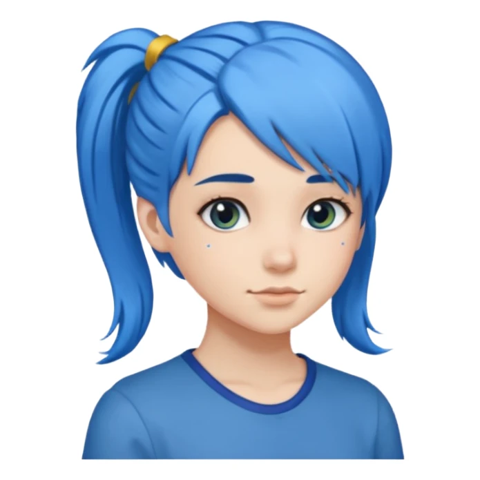 chica con pelo azul colita de costado sticker