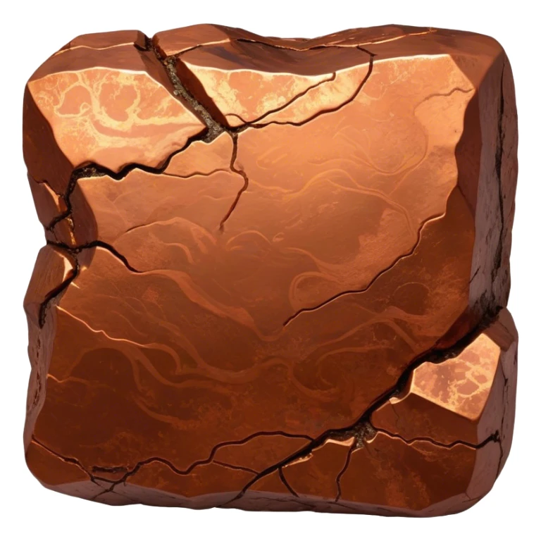 Cinematic Realistic Copper Ore, Warm and earthy, with rich, reddish-brown hues and intricate swirls of natural patterns across the rough, raw surface. The metal catches light with a gentle, glowing shimmer, exuding a rustic, organic charm. Soft glowing outline, capturing the essence of earthy elegance and natural beauty in raw copper ore. sticker