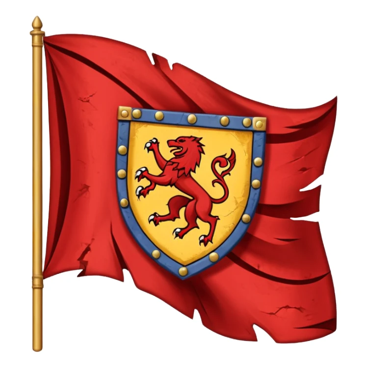 medieval war torn ripped banner heraldry flag blowing in wind sticker