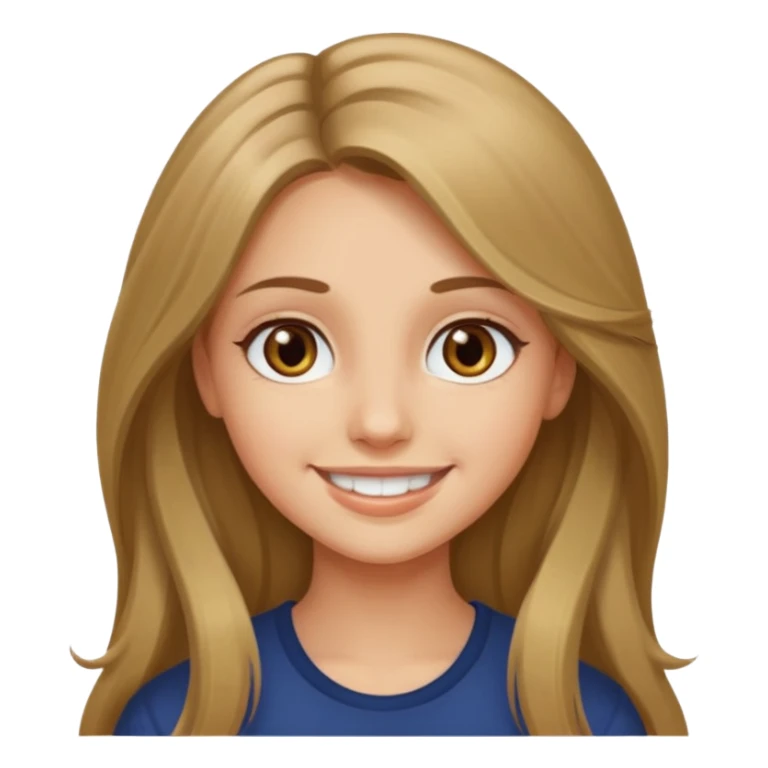 create a girl with dark blond long hair, hazel eyes and beautiful smile sticker