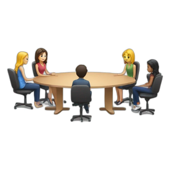 meeting table with young people seated sticker