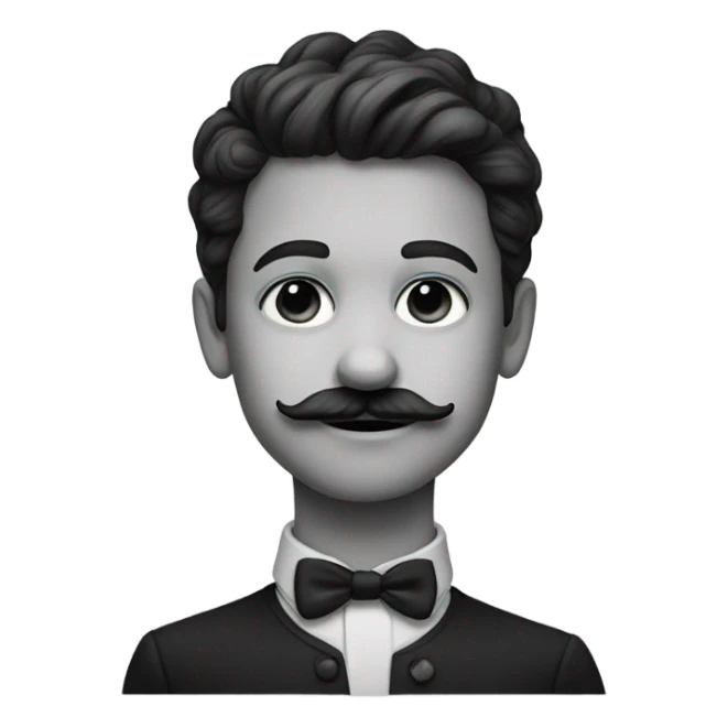 monochrome portrait of a boy with moustache sticker