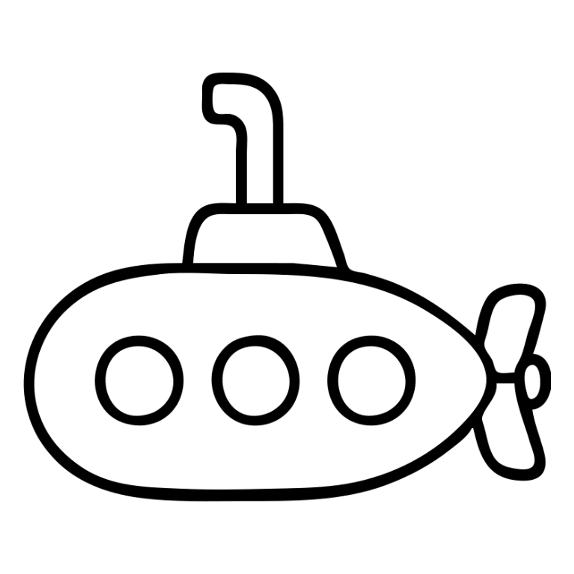 Submarine underwater vessel with periscope and portholes, outline style sticker