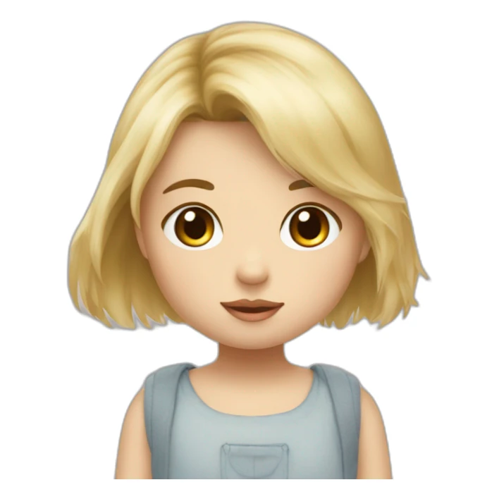 bébé fille blonde décoiffée avec une peluche Totoro  sticker