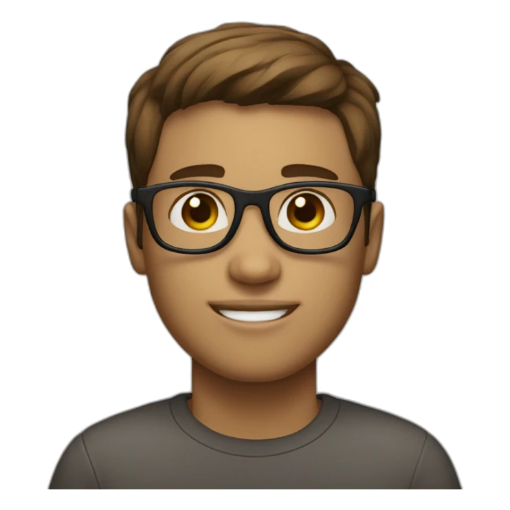 Brown short haired guy whit glasses white skin sticker