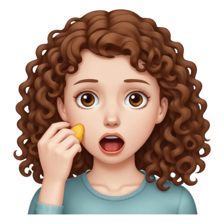 White girl with brown curly hair choking self sticker