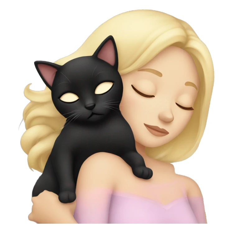 Blonde girl sleeping with black cat sticker