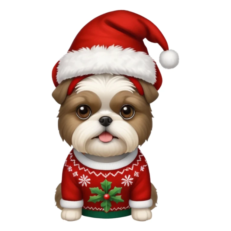 Small all OVER dark grey faced shih tzu christmas sweater hat sticker