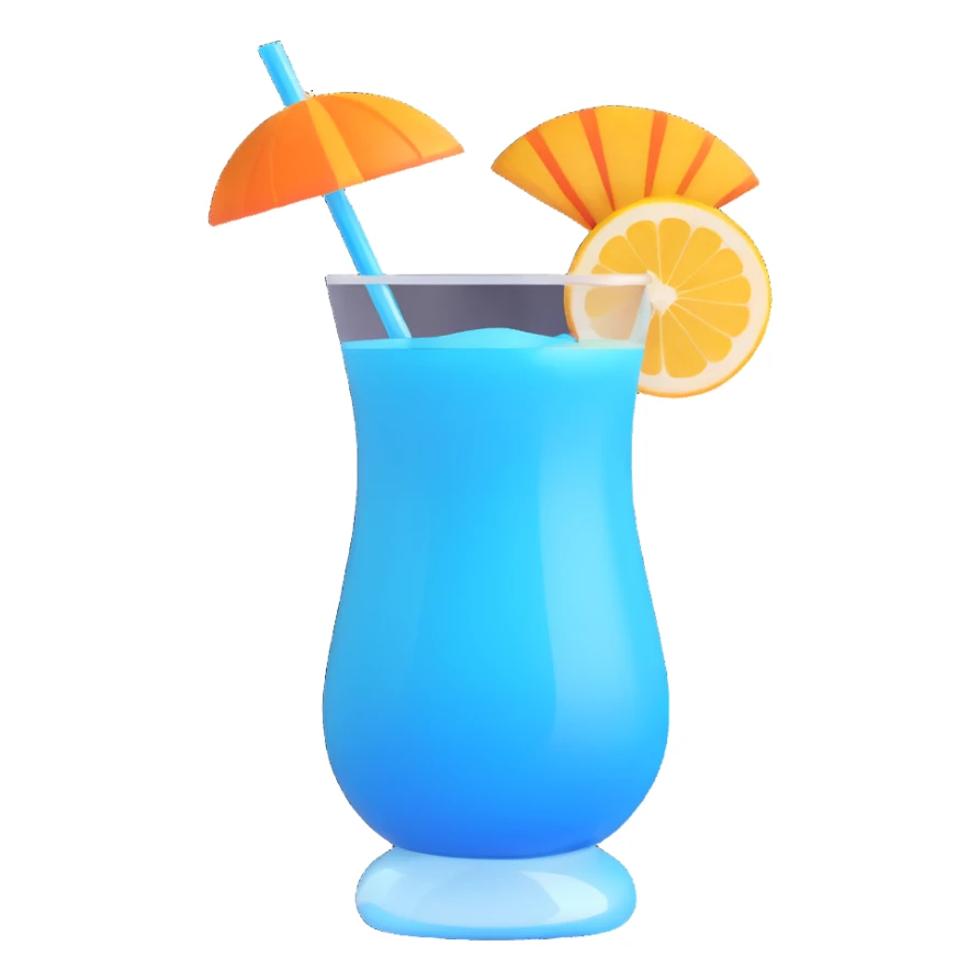 blue curaçao tropical cocktail in a hurricane glass sticker
