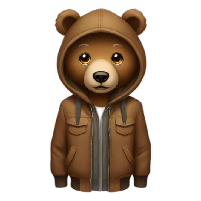 face brown bear dressed in urban fashion sticker