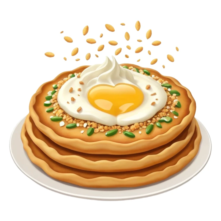 crispy Hungarian lángos being smashed with crumbs flying, fun and dynamic sticker