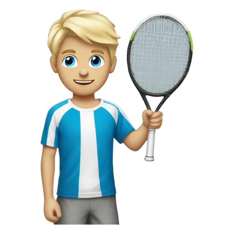 boy blue eyes blonde hair play tennis sticker