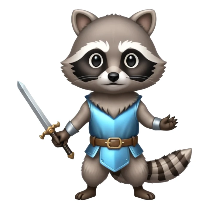 adorable raccoon with a small sword sticker
