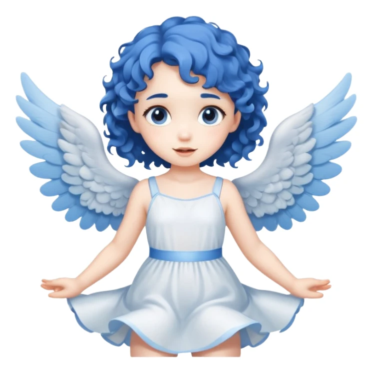 A playful angel girl with short blue curls, fluttering tiny wings 






 sticker