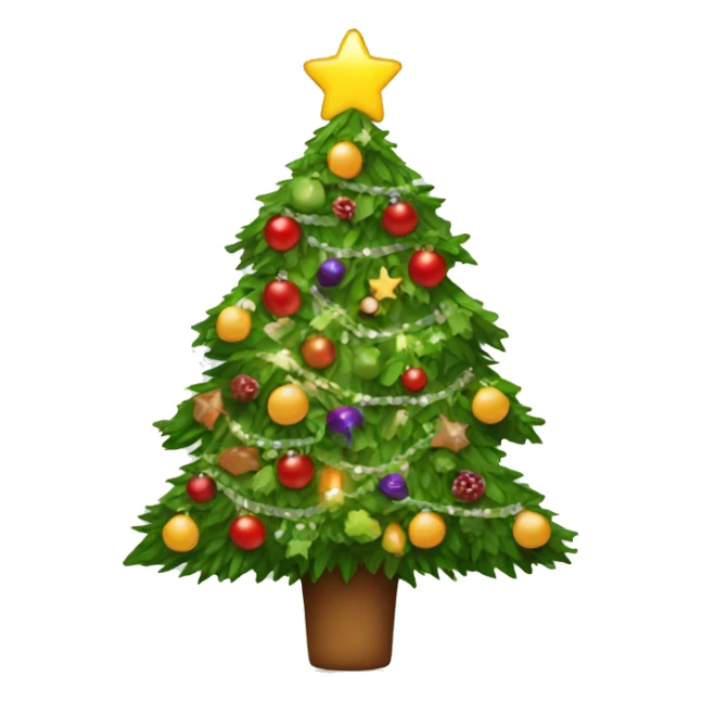 Christmas tree with healthy food on it and lights sticker