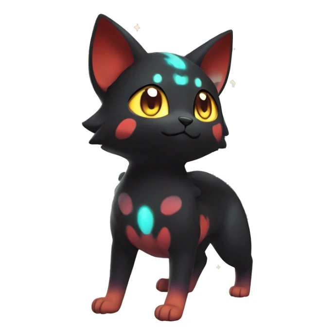 Shiny Sparkly Litten-Umbreon with gradient Nebula-colored markings full body sticker