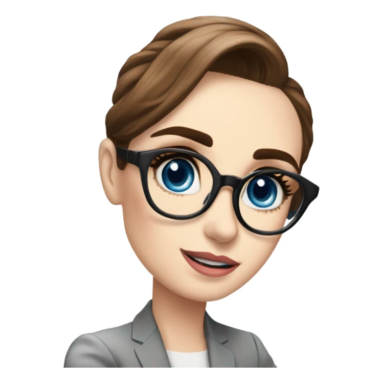 Lily collins blue eyes wearing glasses in a business meeting  sticker