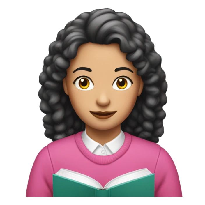 Schwarzhaarige Frau im pinken Pulli liest ein Buch  sticker