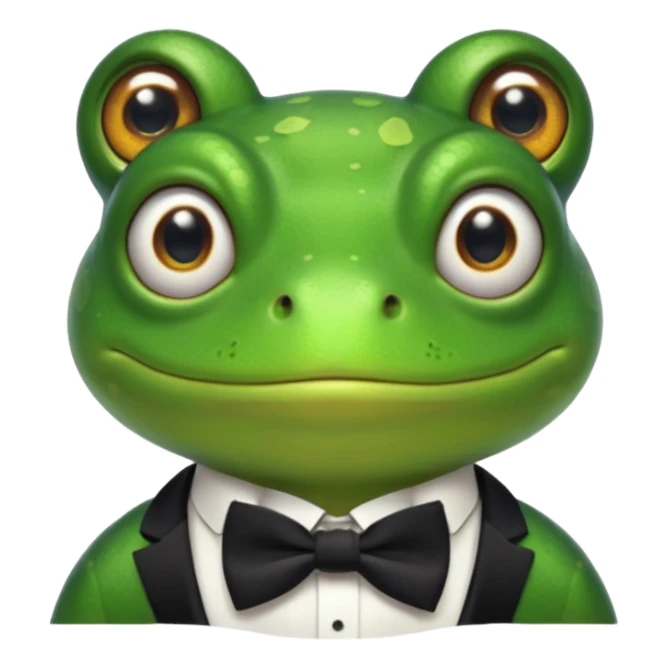 frog without dress, wearing only bowtie sticker