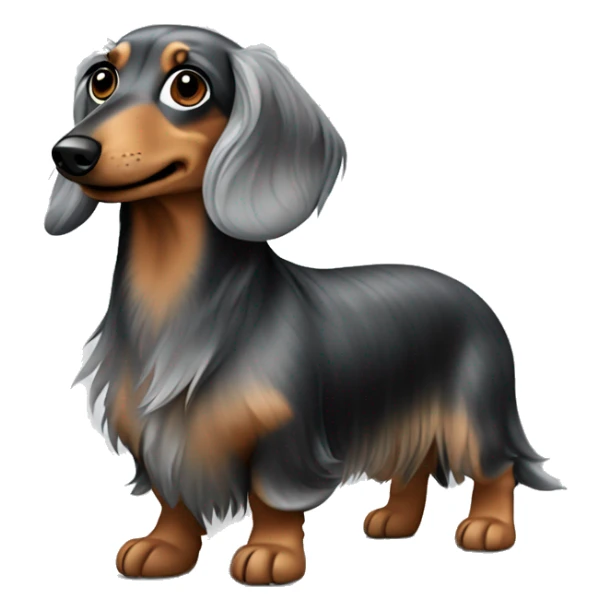 Long haired dapple dachshund, tan, gray & black. Full body  sticker