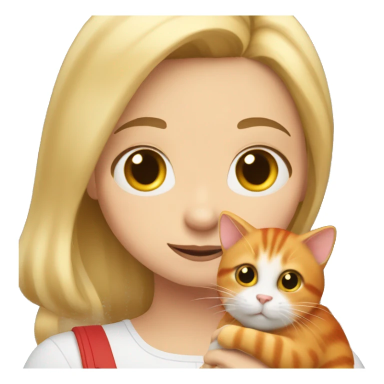 blonde girl holds hamster and red cat in her arms sticker
