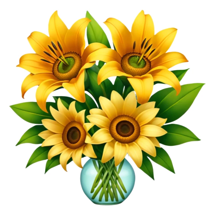 Boquet of lilies and sunflowers  sticker