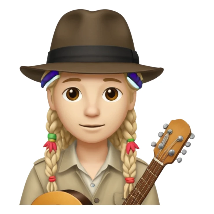 blonde Musician with dreadlocks and fedora sticker