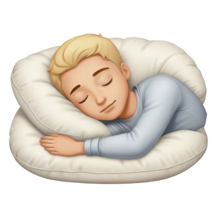 A young man sleeping on a cozy pillow, looking peaceful and relaxed sticker