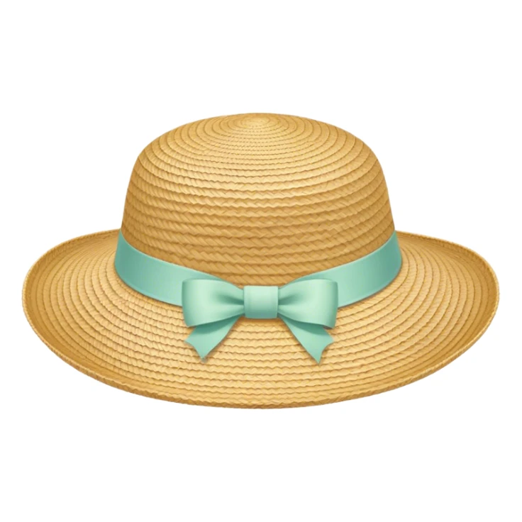 A woven sun hat with a pastel ribbon sticker