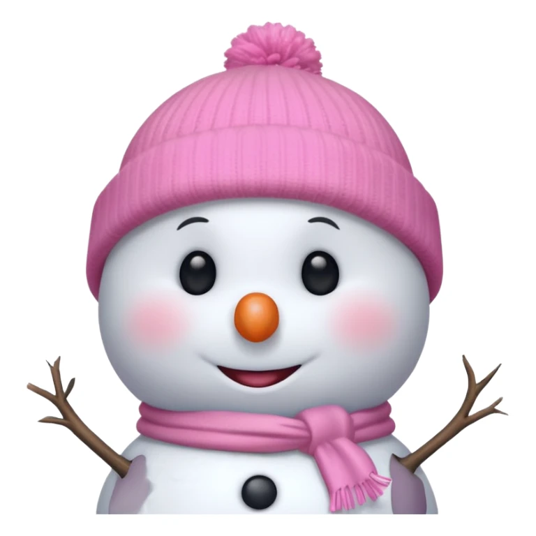 cute white and light pink snowman, up close, pink beanie  sticker