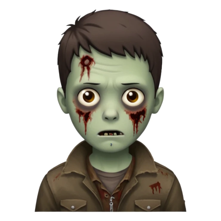 zombie white boy with dark brown edgar haircut and brown eyes sticker