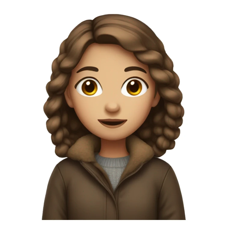 girl with brown hair wearing warm clothes  sticker