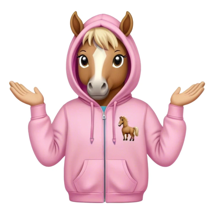 Horse with pink palm puff hoodie  sticker