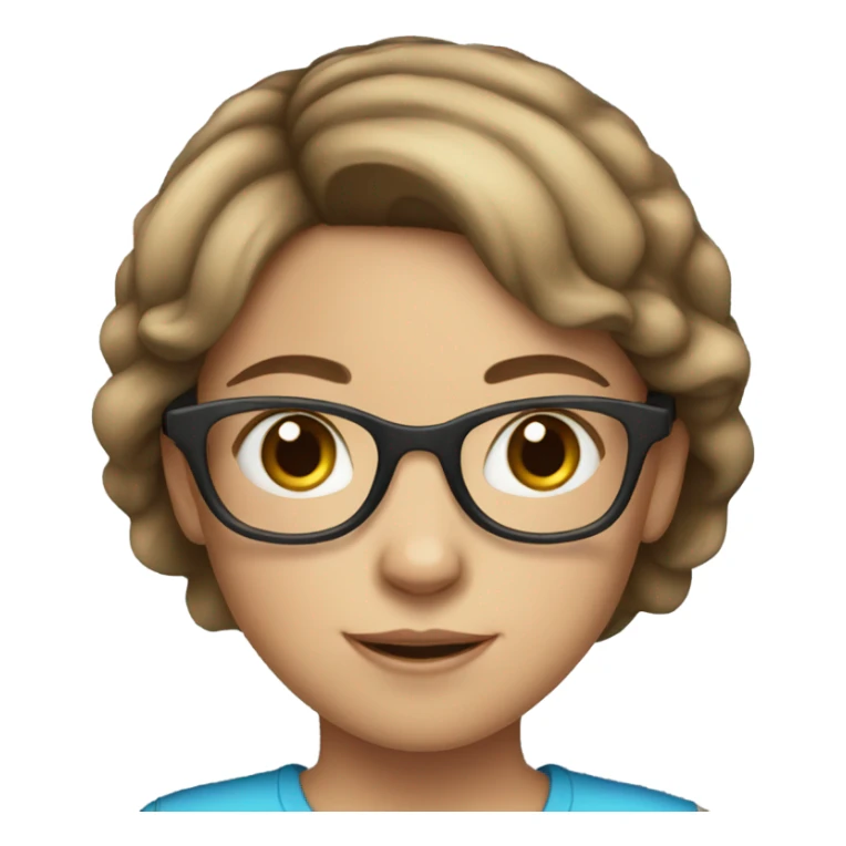 old white girl with short brown hair and glasses, blue eyes  sticker