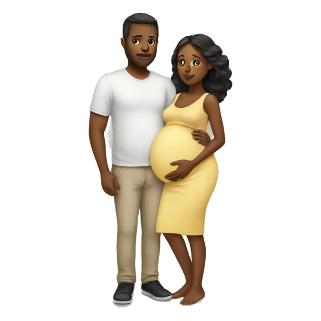 Pregnant black woman with husband sticker