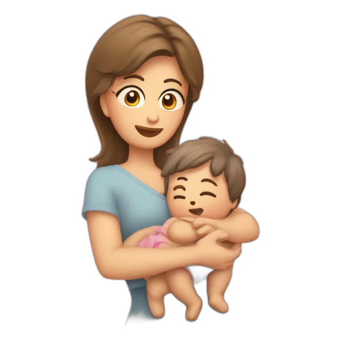 Madre con cara de desesperada mientras coge a su bebe que llora sticker