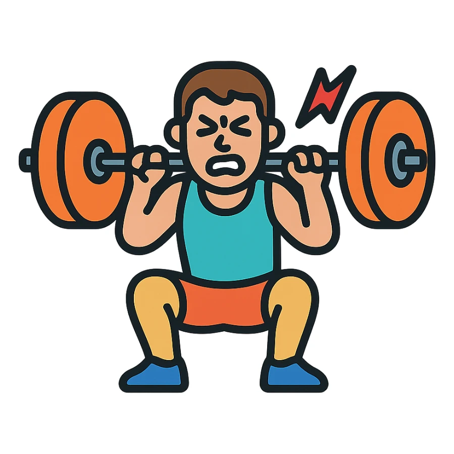 a sportsman is making a great effort lifting weights experiensing the pain sticker