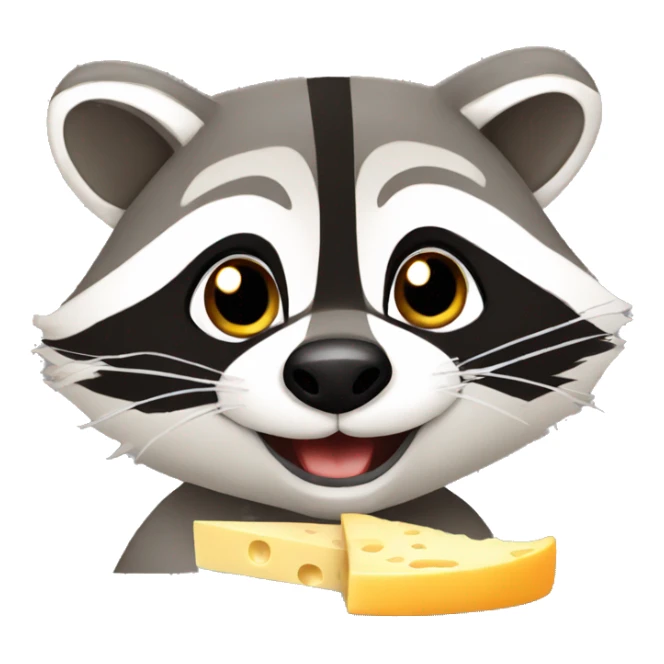 Raccoon eating cheese sticker