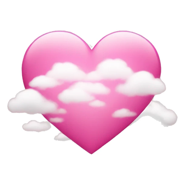 pink heart + cloud sticker