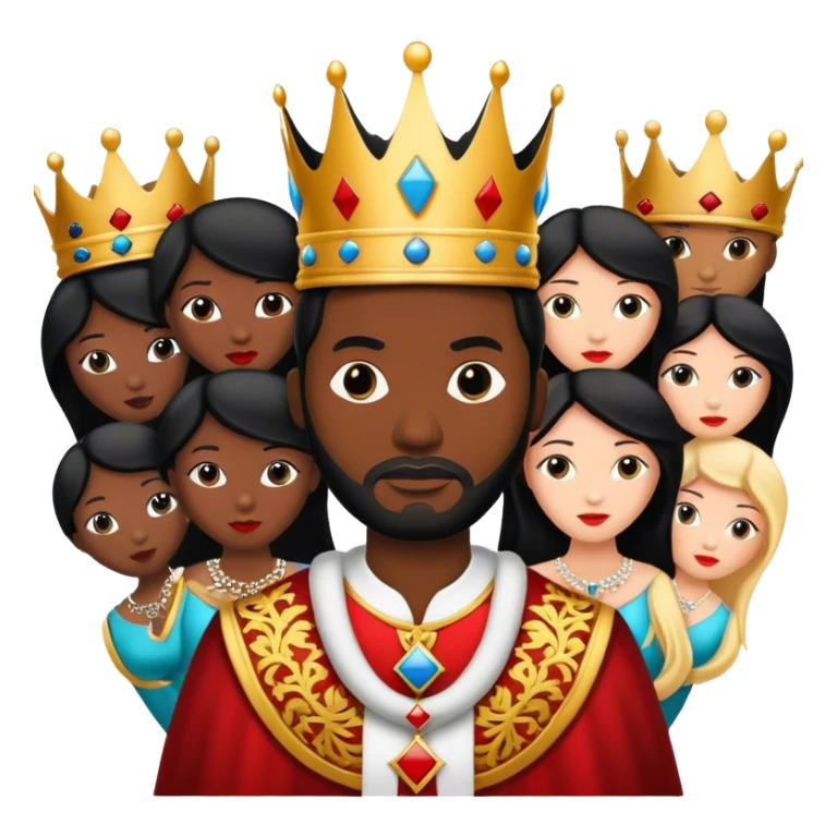 Black king with many wives of different nations sticker